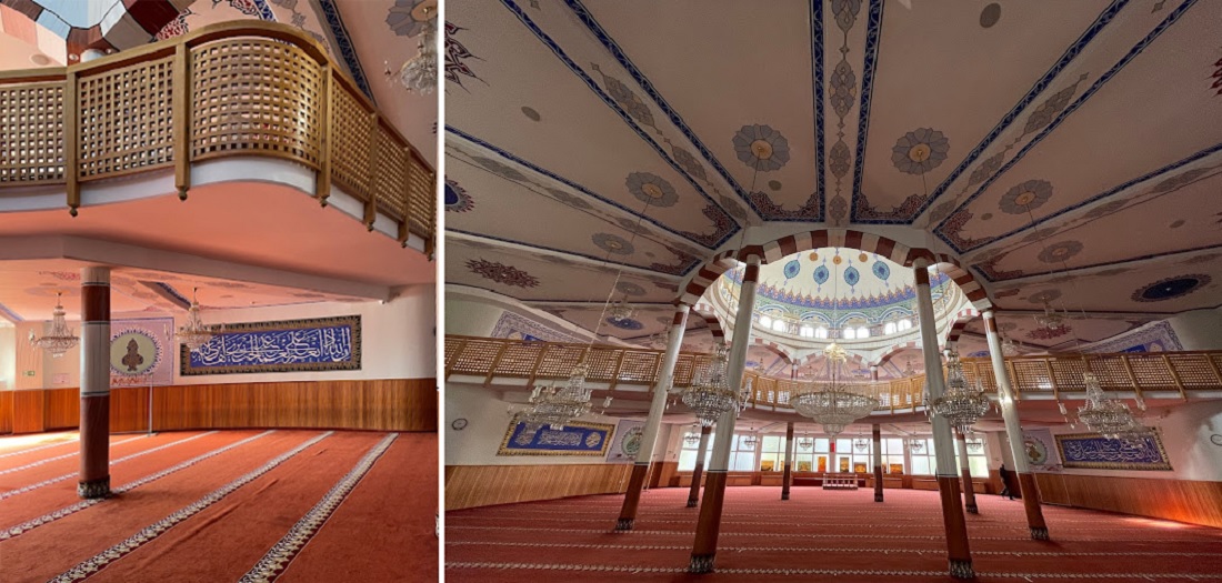 Mannheim, Moschee (Bilder: links: H., via google-Maps, 2022; rechts: Mahmoud S. Baghlaf, via google-Maps, 2022)
